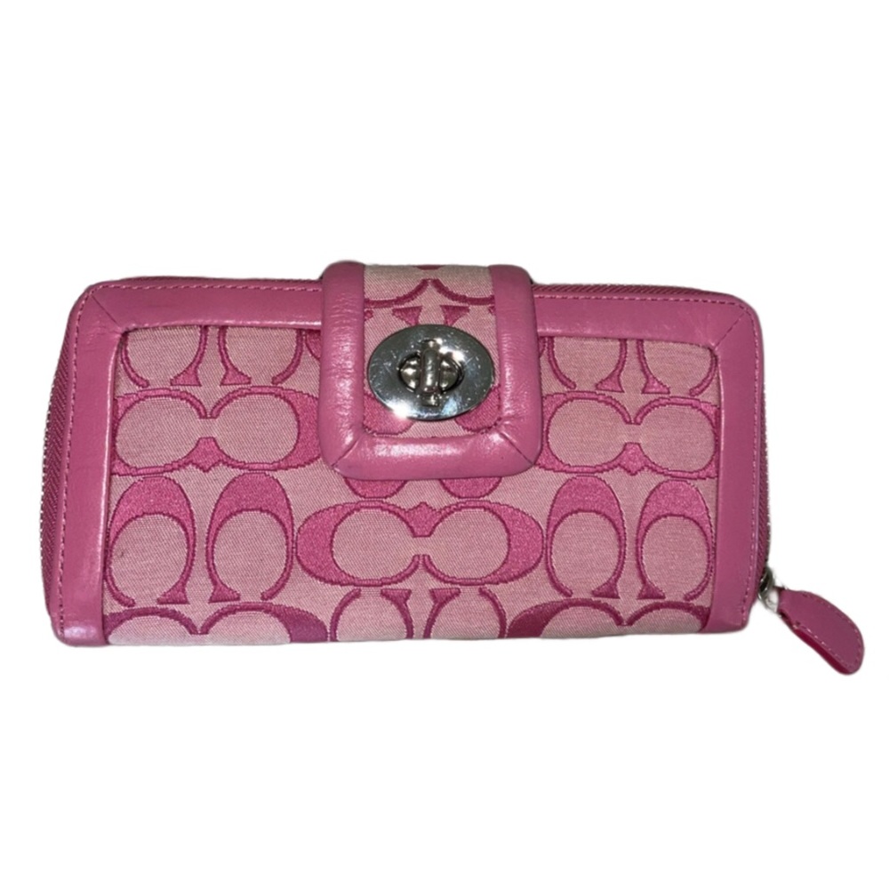 COACH Signature Jacquard Large Zip Around Accordion Wallet